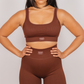 Seamless High Waisted Shorts in Coffee Brown
